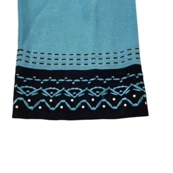 Ming Wang Womens Knit Open Front 3/4 Sleeve Blazer Jacket Blue Size PM - Picture 5 of 13